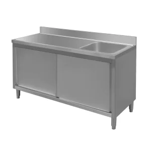 Stainless steel cabinet with sink, 1600x600x850 mm, MTP001847