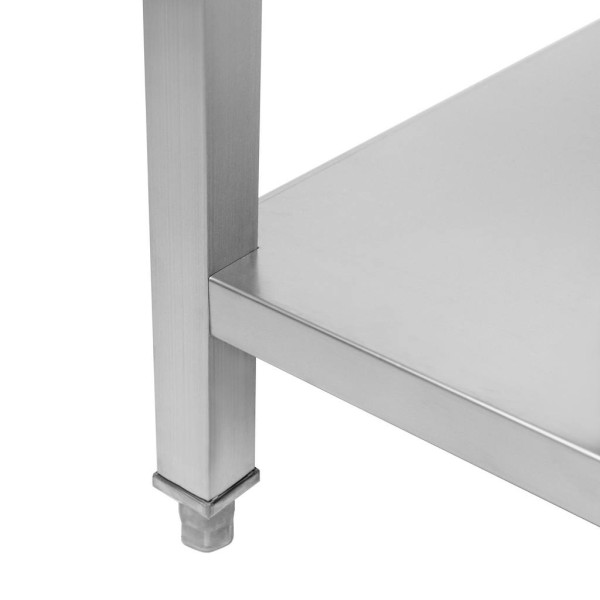 Corner stainless steel table with shelf