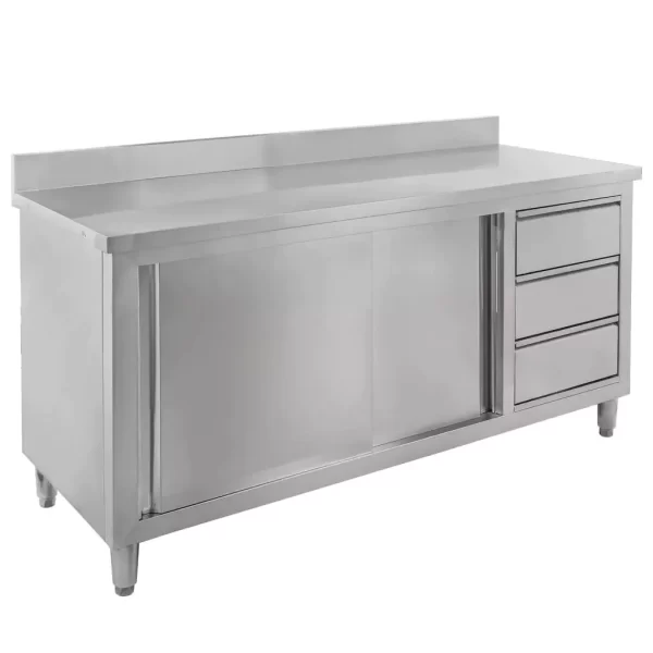 Stainless steel cabinet with drawers 140x70 cm