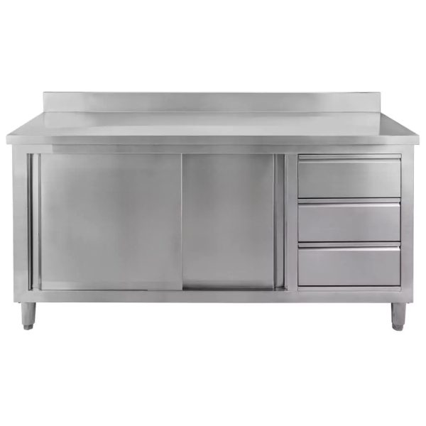 Stainless steel cabinet with drawers 140x70 cm