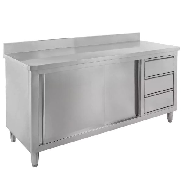 Stainless steel cabinet with drawers 160x50 cm