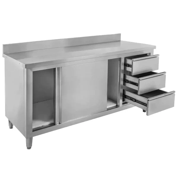 Stainless steel cabinet with drawers 160x50 cm