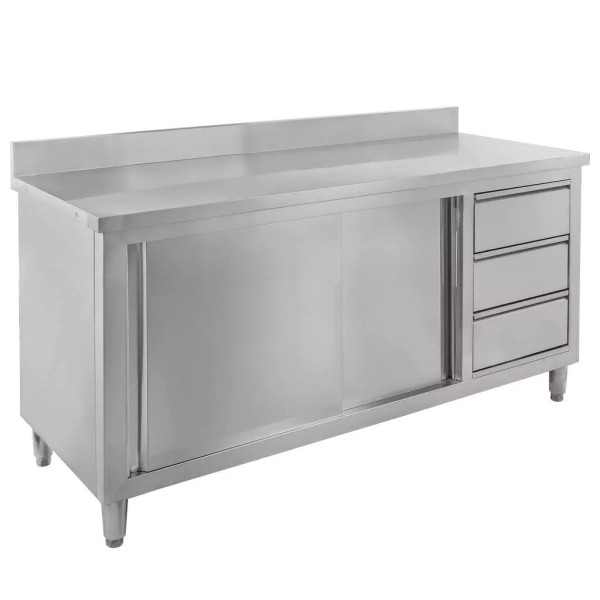 Stainless steel cabinet with drawers 160x70 cm