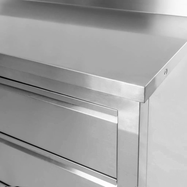 Stainless steel cabinet with drawers 160x70 cm