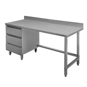 Stainless steel table with drawer unit, assembled, 1800x600x850 mm, MTP001738