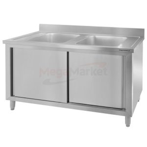 Nerūdijančio plieno spintelė su 2 plautuvėmis, 1200x600x850 mm, MTP001791