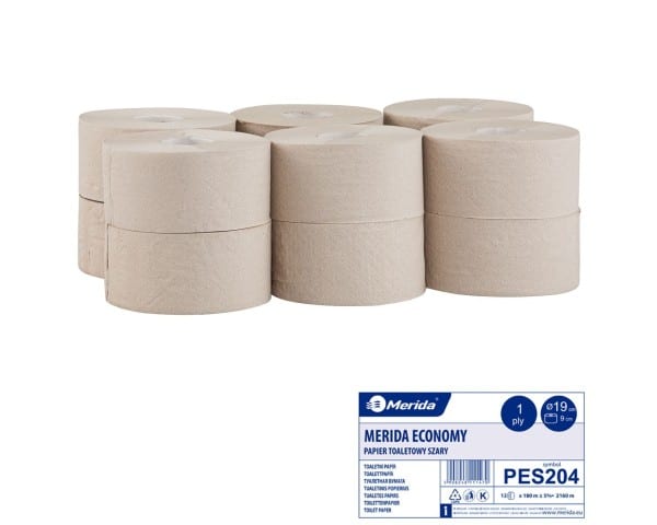 Pilkas tualetinis popierius, 1 sluoksnio, Merida Economy