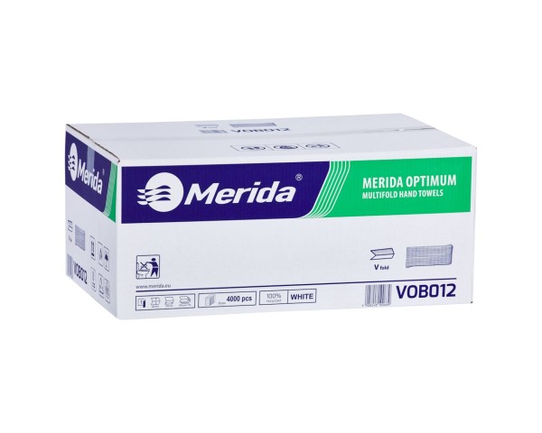 Popieriniai rankšluosčiai, balti, perdirbtas popierius, 1 sluoksnio, 4000 vnt., MERIDA OPTIMUM