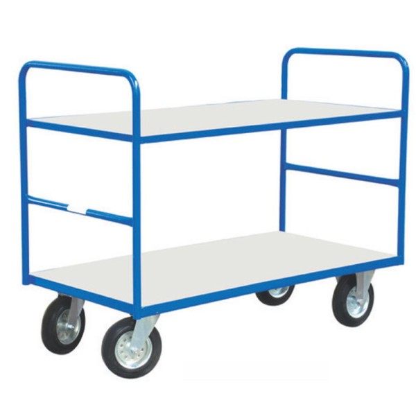 Transportavimo vežimėlis su lentynomis, 2 lentynos, 1250x630x1000 mm, 400 kg, PROMAG