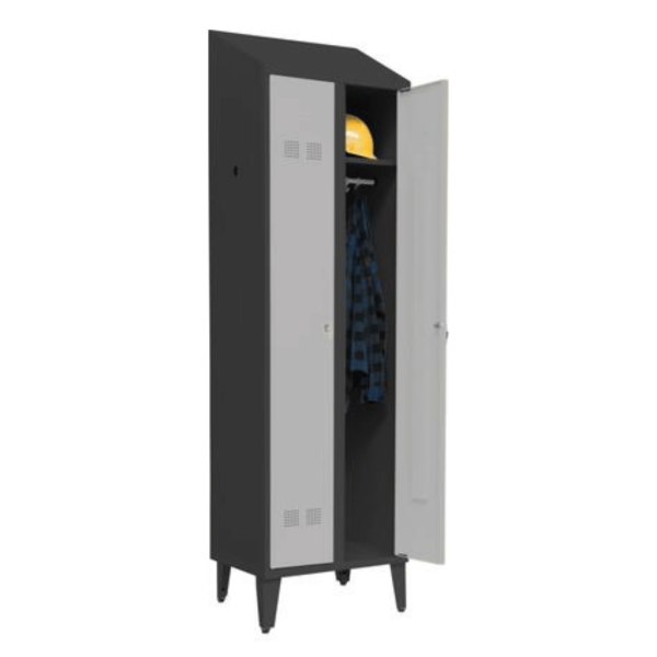Persirengimo spintelė SUPE300-02 ant kojelių su stogeliu 7024/7035, 600x480x2200 mm, PROMAG
