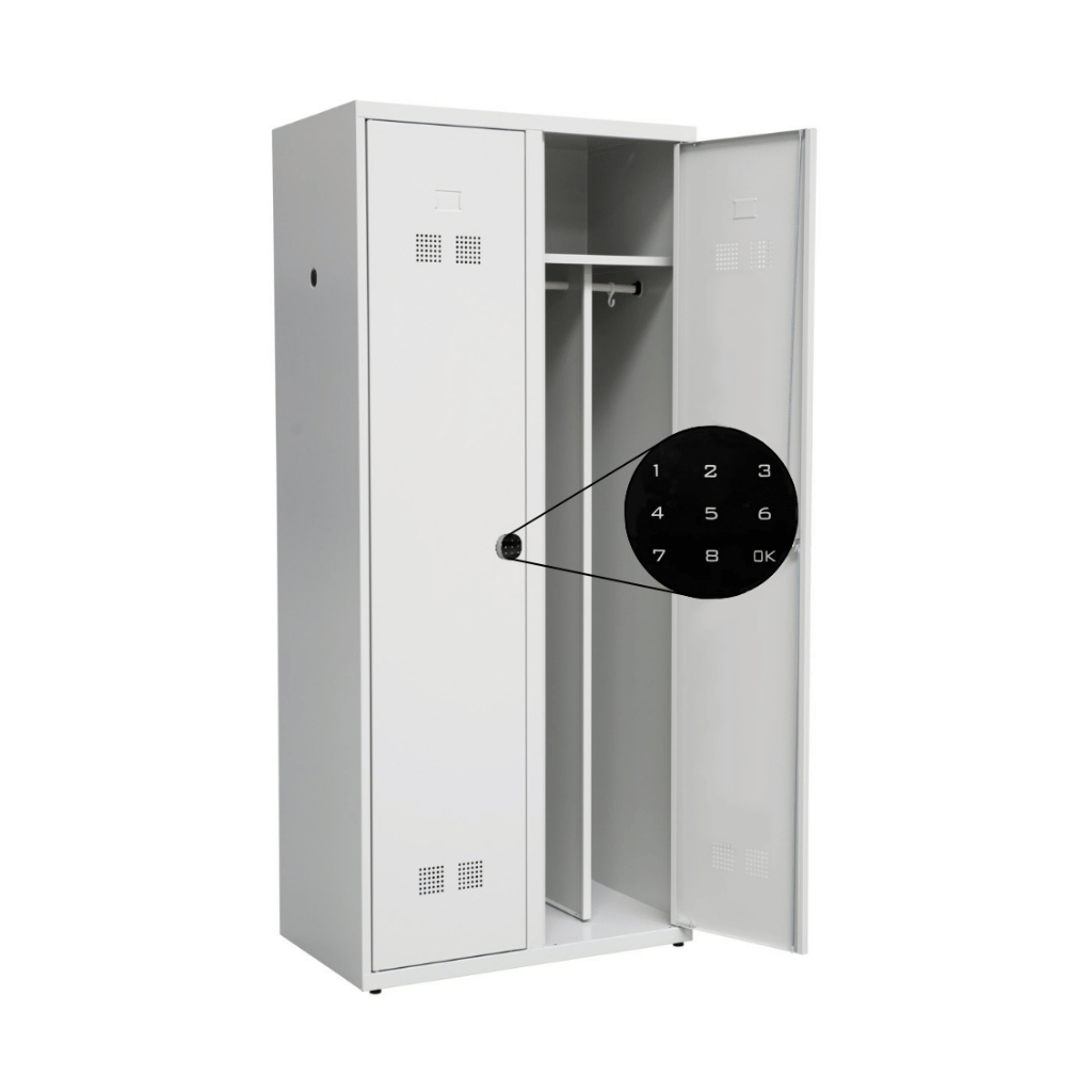 Persirengimo spintelė SUPE400-02/480 28 su kodine spyna SZ1602 7035, 800x480x1800 mm, PROMAG