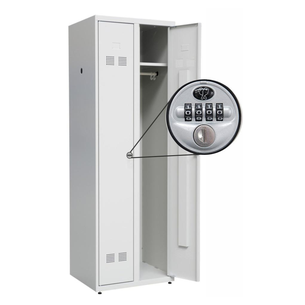 Persirengimo spintelė SUPE300-02/480 7035 su Eurolocks kodine spyna 2800, 600x480x1800 mm, PROMAG