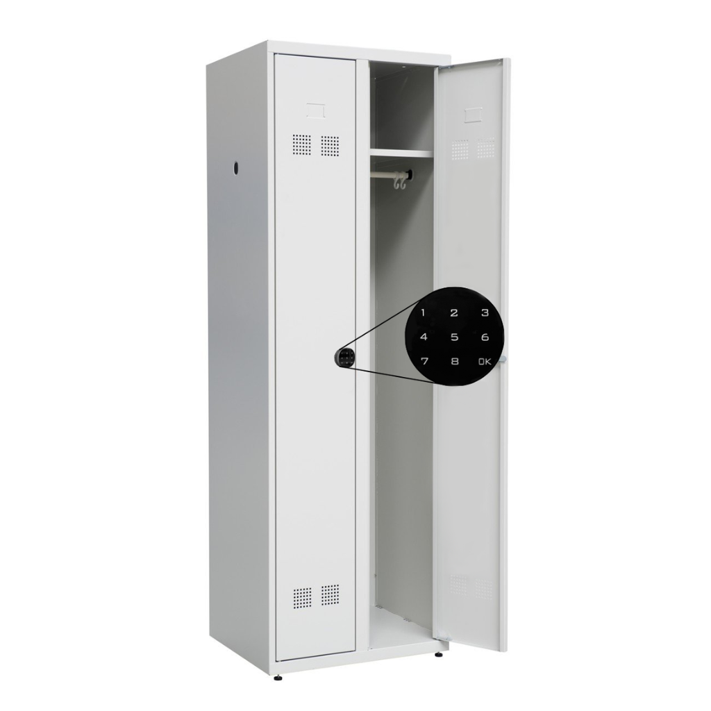 Persirengimo spintelė SUPE300-02/480 61 su kodine spyna SZ1602 7035, 600x480x1800 mm, PROMAG