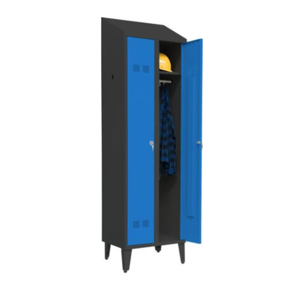 Persirengimo spintelė SUPE300-02 ant kojelių su stogeliu 7024/5015, 600x480x2200 mm, PROMAG