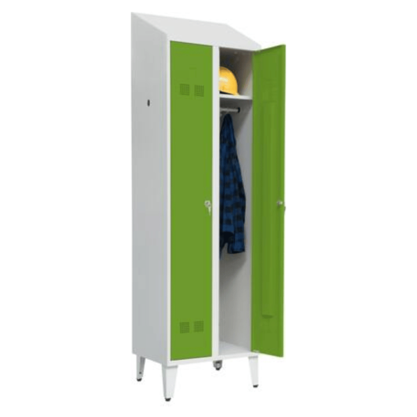 Persirengimo spintelė SUPE300-02 ant kojelių su stogeliu 7035/6018, 600x480x2200 mm, PROMAG