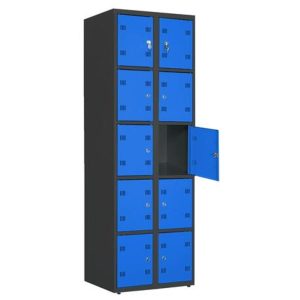 Spintelė su skyreliais SK300-010 7024/5015, 600x480x1800 mm, PROMAG