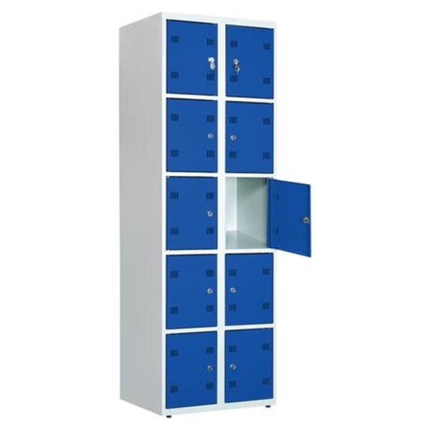 Spintelė su skyreliais SK300-010 7035/5005, 600x480x1800 mm, PROMAG
