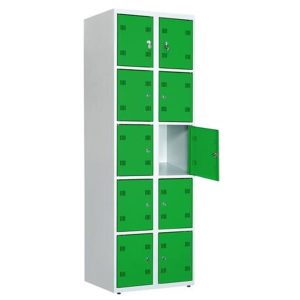 Spintelė su skyreliais SK300-010 7035/6018, 600x480x1800 mm, PROMAG
