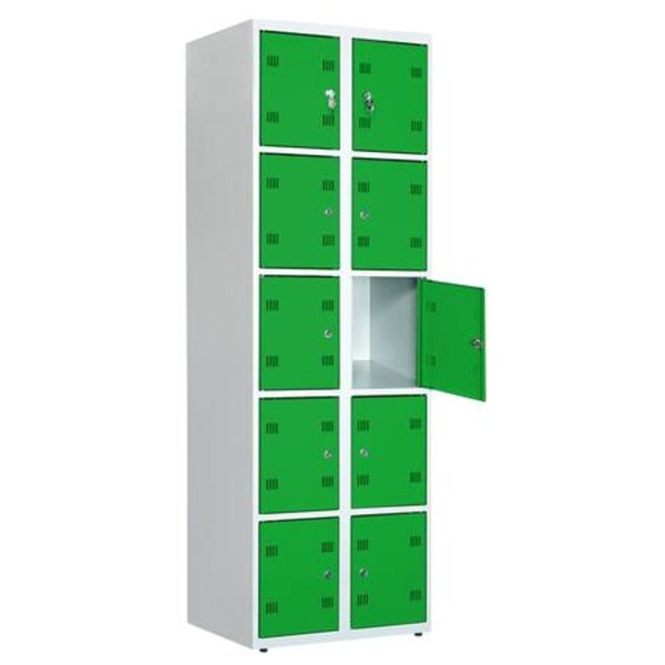 Spintelė su skyreliais SK300-010 7035/6018, 600x480x1800 mm, PROMAG