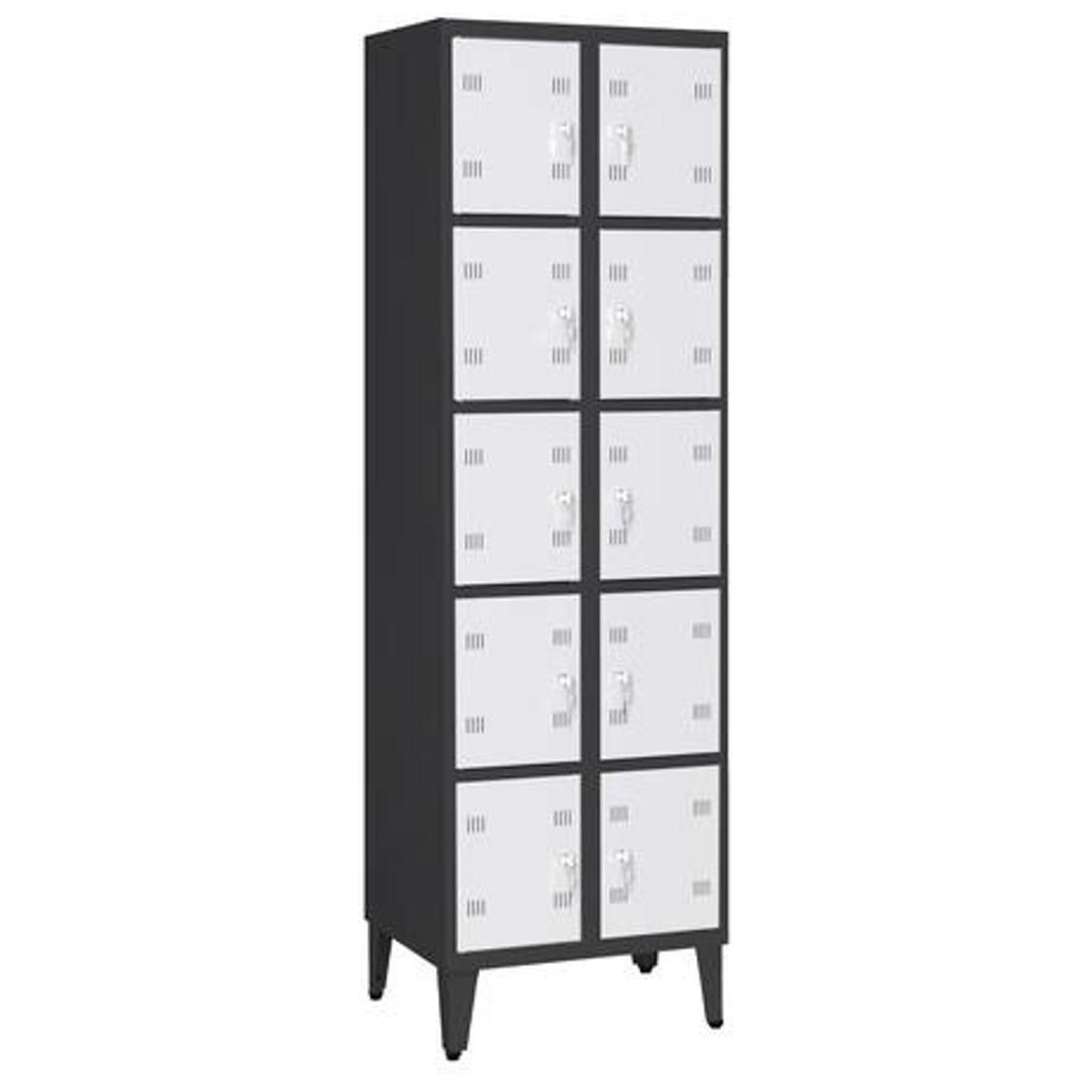 Spintelė su skyreliais SK300-010 ant kojelių 7024/7035, 600x480x2000 mm, PROMAG