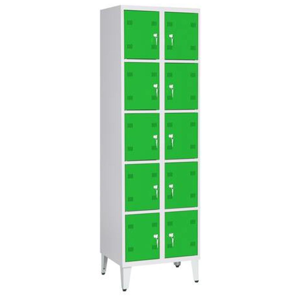 Spintelė su skyreliais SK300-010 ant kojelių 7035/6018, 600x480x2000 mm, PROMAG