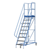 Mobilios sandėlio kopėčios, 3 ratai, stabdžių svirtis, platformos aukštis 2250 mm, 9 pakopos, DPM, PROMAG