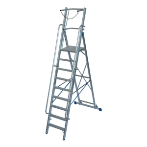 Aliuminio kopėčios su ratukais, tipas B, platformos aukštis iki 2100 mm