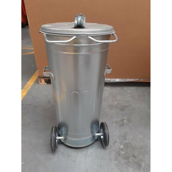 Cinkuota metalinė atliekų dėžė 110 litrų su ratais