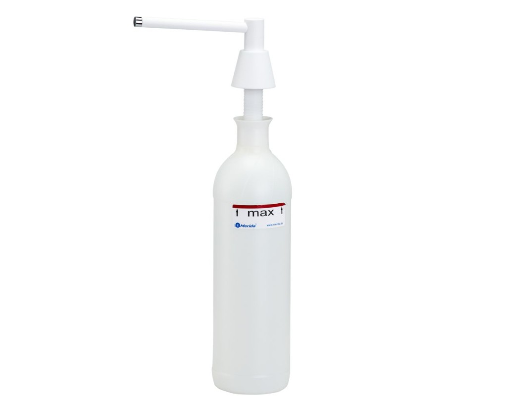 Įmontuojamas skysto muilo dozatorius, 1000 ml, šlifuotas (baltas), Cone, Merida