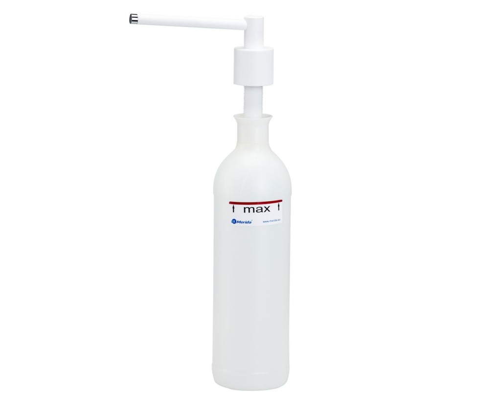 Įmontuojamas skysto muilo dozatorius, 1000 ml, šlifuotas (baltas), Merida