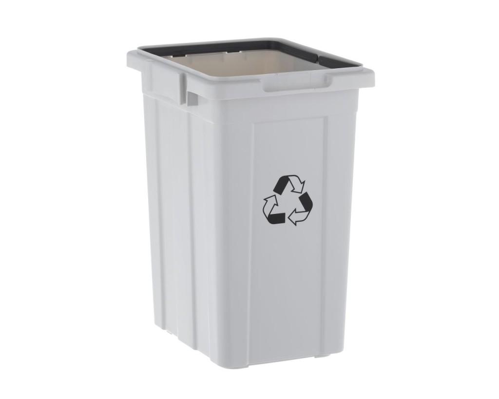 Rūšiavimo šiukšliadėžė su keičiamu spalvotu dangčiu, 33 l, plastikas, pilka, Merida