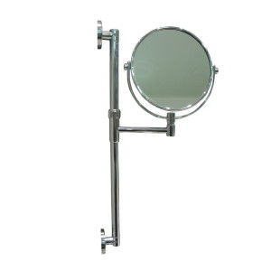 Wall-mounted magnifying makeup mirror made of chrome-plated brass (polished version)
