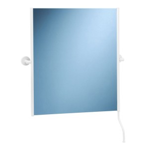 Swivel mirror with a matte white frame and handle for easy angle adjustment, 50 x 60 cm, white, Merida Stella White Line