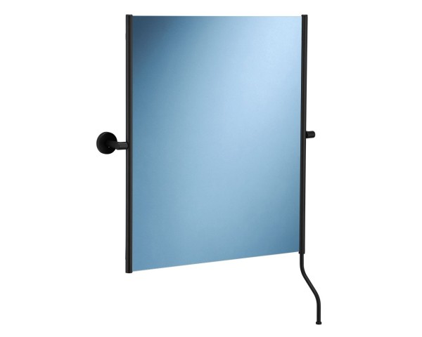 Swivel mirror in a matte black frame with a handle