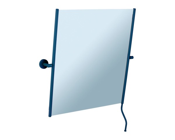 Swivel mirror in a matte blue frame with a handle