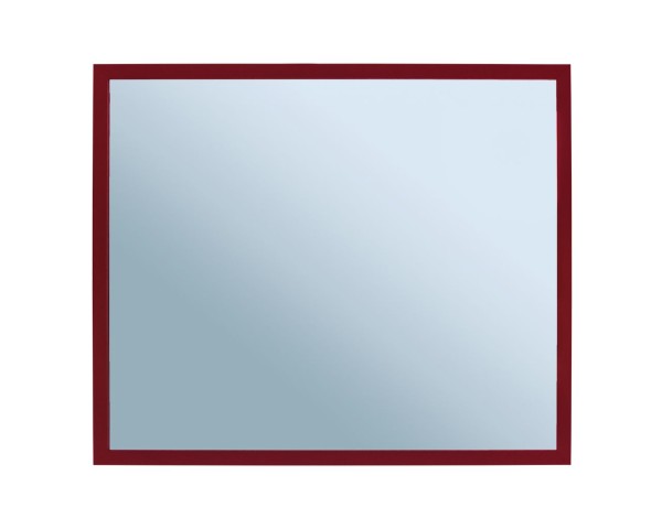 Mirror in a red metal frame