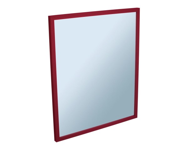 Mirror in a red metal frame