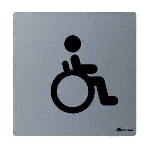 Stainless steel toilet with disabled icons