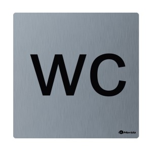 Stainless steel toilet with icons
