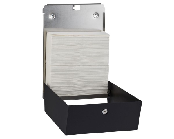 A folded paper towel dispenser