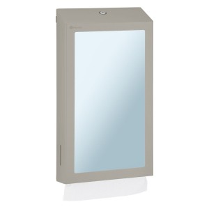 Sulankstytų popierinių rankšluosčių dozatorius - veidrodis, akmens pilkos spalvos, Merida Stella Stone Grey Line Slim Mega Combo