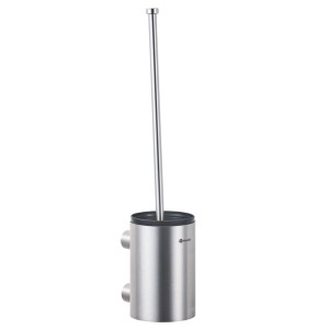 Wall-mounted toilet brush with holder, matte steel