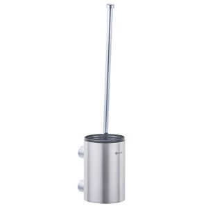 Wall-mounted toilet brush, short tube, polished steel