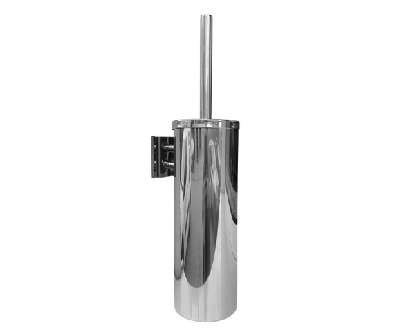 Tubular hanging toilet brush with lid