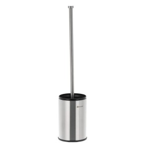 Freestanding toilet brush with holder, matte steel