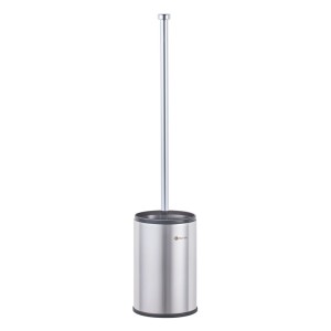 Freestanding toilet brush, short tube, polished steel