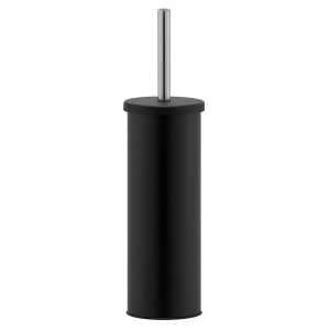 Freestanding toilet brush holder with lid, metal, black, matte