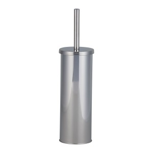 Free-standing toilet brush tube with lid (brilliant steel)