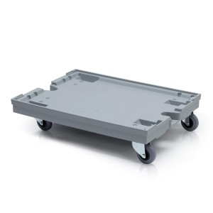 Transportavimo vežimėlis, 2 fiksuoti + 2 vairuojamieji gumuoti ratai, 800x600x200 mm, 980515, TBA