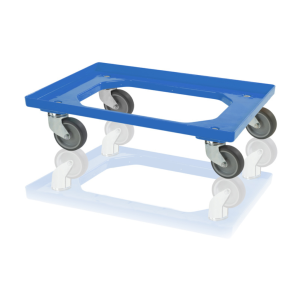 Transportavimo vežimėlis, 2 vairuojamieji + 2 fiksuoti ratai, 600x400x168 mm, mėlynas, 980380, TBA